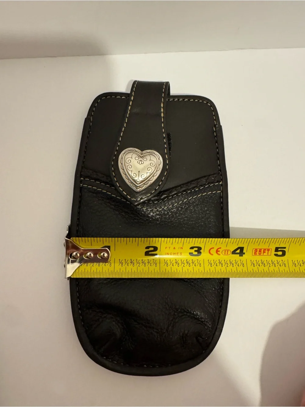 Vintage Brighton Black Leather Sunglasses/Reading Glasses case Filigree Heart
